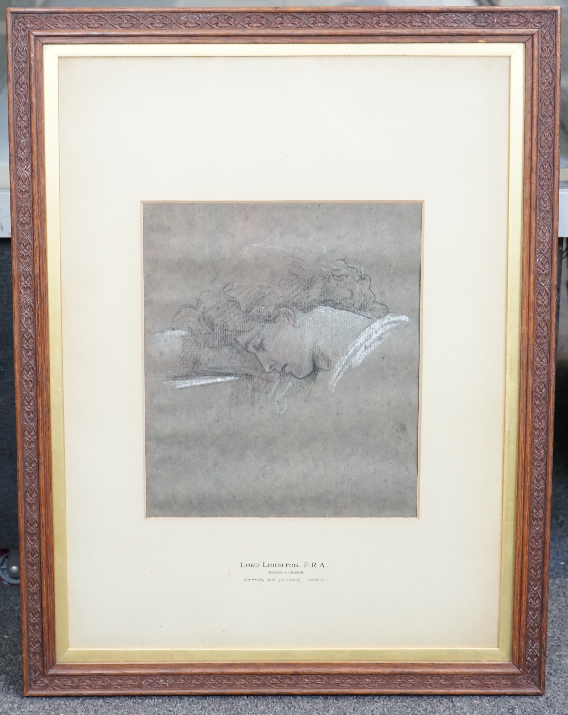 Lord Frederic Leighton PRA (British, 1830-1896), Study for Lachrymae, charcoal and chalk on grey paper, 26.5 x 23cm